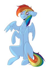 Size: 2507x3541 | Tagged: safe, artist:jorge-styx, rainbow dash, pegasus, pony, g4, collarbone, ears back, high res, simple background, solo, white background