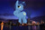 Size: 2047x1365 | Tagged: safe, artist:cheezedoodle96, edit, editor:jaredking779, night light, pony, unicorn, g4, attack on pony, frog (hoof), giant pony, highrise ponies, irl, japan, looking at you, macro, male, photo, ponies in real life, raised hoof, smiling, solo, stallion, story included, underhoof, yokohama
