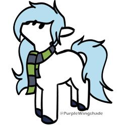 Size: 3000x3000 | Tagged: safe, artist:purple wingshade, oc, oc only, oc:frostbite, earth pony, pony, blue mane, clothes, cute, high res, scarf, simple background, small, solo, standing, striped scarf, transparent background, watermark, white coat