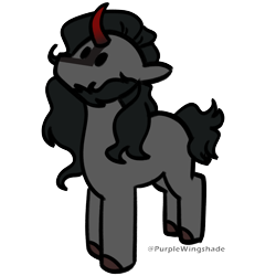 Size: 3000x3000 | Tagged: safe, artist:purple wingshade, part of a set, king sombra, pony, unicorn, g4, beard, black mane, cute, facial hair, facial markings, gray coat, high res, horn, red horn, simple background, small, solo, standing, transparent background, watermark