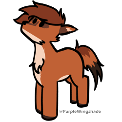 Size: 3000x3000 | Tagged: safe, artist:purple wingshade, oc, oc only, oc:bennet, fox, fox pony, hybrid, chest fluff, cute, facial markings, high res, orange fur, simple background, small, solo, standing, transparent background, watermark