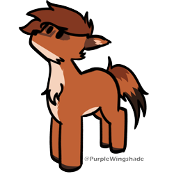 Size: 3000x3000 | Tagged: safe, artist:purple wingshade, part of a set, oc, oc only, oc:bennet, fox, fox pony, hybrid, chest fluff, cute, facial markings, high res, orange fur, simple background, small, solo, standing, transparent background, watermark