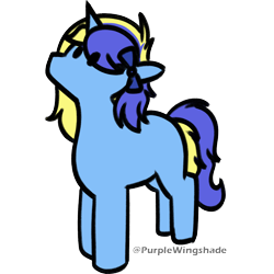Size: 3000x3000 | Tagged: safe, artist:purple wingshade, oc, oc only, oc:blue water, pony, unicorn, blue coat, blue mane, bow, cute, hair bow, high res, simple background, small, solo, standing, transparent background, watermark, yellow mane