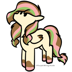 Size: 3000x3000 | Tagged: safe, artist:purple wingshade, part of a set, oc, oc only, oc:hunie, pegasus, pony, body markings, brown mane, dyed mane, high res, pigtails, simple background, solo, standing, transparent background, watermark, yellow coat