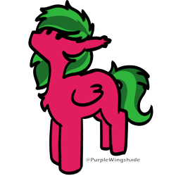 Size: 3000x3000 | Tagged: safe, artist:purple wingshade, part of a set, oc, oc only, oc:melon specter, pegasus, pony, chest fluff, cute, green mane, high res, red coat, simple background, small, solo, standing, transparent background, watermark