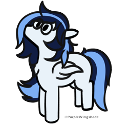 Size: 3000x3000 | Tagged: safe, artist:purple wingshade, oc, oc only, oc:misty days, pegasus, pony, blue mane, cute, glasses, high res, simple background, small, solo, standing, transparent background, watermark, white coat