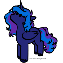 Size: 3000x3000 | Tagged: safe, artist:purple wingshade, oc, oc:sapphire spark, alicorn, pony, blue coat, blue mane, dyed mane, high res, simple background, small cute, solo, standing, transparent background, watermark