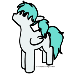 Size: 3000x3000 | Tagged: safe, artist:purple wingshade, oc, oc only, oc:lucid mirage, pegasus, pony, blue mane, cute, dot eyes, high res, looking up, minimalist, ponytail, simple background, small, solo, standing, transparent background, turquoise mane, watermark, white coat