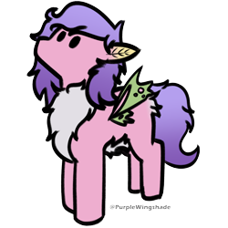 Size: 3000x3000 | Tagged: safe, artist:purple wingshade, part of a set, oc, oc only, oc:phalena rosa, moth, mothpony, original species, pony, chest fluff, cute, high res, not pipp petals, pink coat, purple mane, simple background, small, solo, standing, transparent background, watermark