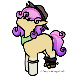 Size: 3000x3000 | Tagged: safe, artist:purple wingshade, oc, oc only, oc:quickdraw, earth pony, pony, bandana, boots, bracelet, coat markings, cowboy boots, cowboy hat, cute, hat, jewelry, purple mane, shoes, simple background, small, socks (coat markings), solo, transparent background, yellow coat