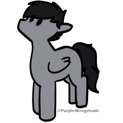 Size: 3000x3000 | Tagged: safe, artist:purple wingshade, oc, oc only, oc:sleepy, pegasus, pony, black mane, cute, gray coat, simple background, small, solo, transparent background