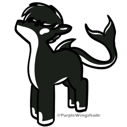 Size: 3000x3000 | Tagged: safe, artist:purple wingshade, oc, oc only, oc:tycho, original species, pony, black coat, black mane, body markings, fins, simple background, solo, transparent background, whale tail