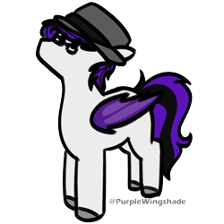 Size: 3000x3000 | Tagged: safe, artist:purple wingshade, oc, oc only, oc:ziff, bat pony, pony, bat wings, glasses, hat, purple mane, simple background, solo, transparent background, white coat, wings