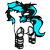 Size: 3000x3000 | Tagged: safe, artist:purple wingshade, part of a set, oc, oc only, oc:flawless ice, pony, robot, robot pony, unicorn, black mane, blue mane, dyed mane, high res, ponytail, simple background, solo, standing, transparent background, watermark, white coat