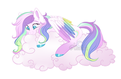 Size: 1280x840 | Tagged: safe, artist:aledera, oc, oc only, oc:sunny daze, pegasus, pony, cloud, colored wings, female, mare, multicolored wings, simple background, solo, transparent background, wings