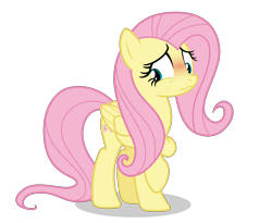 Size: 5500x4500 | Tagged: safe, artist:gypsykumquat, fluttershy, pegasus, pony, .svg available, absurd resolution, blushing, cute, embarrassed, female, inkscape, looking back, show accurate, shyabetes, simple background, solo, svg, transparent background, vector, wings