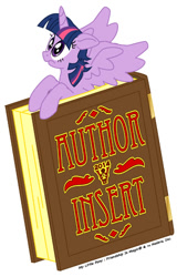 Size: 320x500 | Tagged: safe, artist:warrenhutch, twilight sparkle, alicorn, pony, g4, book, female, mare, self insert, simple background, solo, twilight sparkle (alicorn), white background