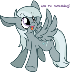Size: 700x700 | Tagged: safe, artist:paint-smudges, silverspeed, pegasus, pony, g4, ask silverspeed, open mouth, open smile, simple background, smiling, solo, spread wings, white background, wings