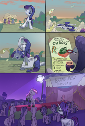 Size: 2221x3267 | Tagged: safe, artist:ciborgen, crackle cosette, derpy hooves, dj pon-3, minuette, pinkie pie, queen chrysalis, rarity, starlight glimmer, tree hugger, vinyl scratch, earth pony, pegasus, pony, unicorn, g4, audience, butt, catwalk, crocs, disguised changeling, fashion show, flattened, high res, pinkamena diane pie, plot, rarity is not amused, twilight crockle, unamused