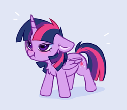 Size: 1692x1476 | Tagged: safe, artist:pesty_skillengton, twilight sparkle, alicorn, pony, g4, :t, angry, blushing, chest fluff, chibi, cute, emanata, female, floppy ears, frown, glare, gray background, horn, looking up, madorable, mare, scrunchy face, simple background, sketch, small wings, smol, solo, twiabetes, wings