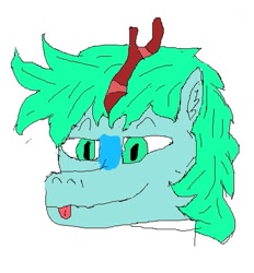 Size: 465x502 | Tagged: safe, artist:thetzar, oc, oc only, oc:jacko, kirin, crappy art, simple background, solo, tongue out, white background