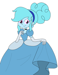 Size: 1024x1326 | Tagged: safe, artist:rarity525, oc, oc only, oc:jemimasparkle, human, equestria girls, g4, cinderella, clothes, curtsey, dress, evening gloves, female, gloves, gown, long gloves, ponytail, poofy shoulders, simple background, smiling, solo, transparent background