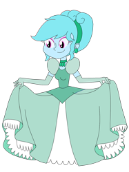 Size: 1024x1366 | Tagged: safe, artist:rarity525, oc, oc only, oc:jemimasparkle, human, equestria girls, g4, choker, cinderella, clothes, curtsey, dress, evening gloves, female, gloves, gown, hairband, jewelry, long gloves, necklace, petticoat, poofy shoulders, princess costume, simple background, smiling, solo, transparent background