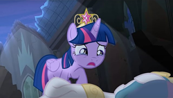 Size: 1280x720 | Tagged: safe, screencap, princess celestia, twilight sparkle, alicorn, pony, g4, princess twilight sparkle (episode), big crown thingy, crown, crying, crylight sparkle, deadlestia, element of magic, grief, jewelry, mourning, regalia, teary eyes, tiara, twilight sparkle (alicorn)