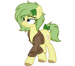 Size: 1500x1320 | Tagged: safe, artist:nana-yuka, oc, oc only, oc:nettle vienna, earth pony, pony, clothes, female, jacket, simple background, solo, transparent background