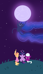 Size: 634x1080 | Tagged: safe, artist:thurder2020, luster dawn, opaline arcana, princess luna, twilight sparkle, alicorn, pony, unicorn, g4, g5, spoiler:g5, :3, cute, female, group, lunabetes, mare, moon, quartet, twilight sparkle (alicorn)