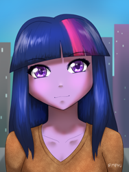 Size: 900x1200 | Tagged: safe, artist:empyu, twilight sparkle, human, equestria girls, g4, bust, female, looking at you, portrait, solo