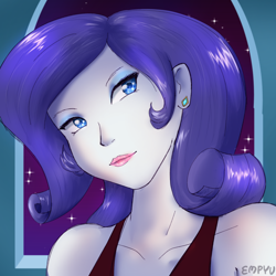 Size: 1200x1200 | Tagged: safe, artist:empyu, rarity, human, equestria girls, g4, bust, female, looking at you, portrait, solo