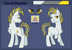 Size: 3541x2508 | Tagged: safe, alternate version, artist:moonseeker, oc, oc only, oc:circuit breaker, earth pony, pony, butt, chest fluff, dock, earth pony oc, high res, male oc, plot, reference sheet, simple background, tail