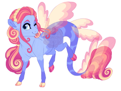 Size: 3600x2700 | Tagged: safe, artist:gigason, oc, oc only, oc:sea angel, hybrid, pony, ;p, blue eyes, body markings, cloven hooves, colored hooves, female, fins, gradient mane, high res, hybrid oc, looking at you, magical lesbian spawn, mismatched hooves, obtrusive watermark, offspring, one eye closed, parent:jewel joy, parent:oc:precious pearl, parents:canon x oc, ponytail, simple background, smiling, smiling at you, solo, tongue out, transparent background, turned head, watermark, wink