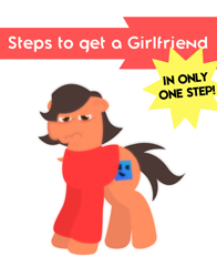 Size: 1570x2005 | Tagged: safe, artist:epsipeppower, oc, oc only, oc:robertapuddin, comic:steps to getting a girlfriend, advertisement, cute, simple background, solo, transgender, white background