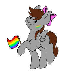 Size: 1801x2021 | Tagged: safe, artist:noxi1_48, oc, oc only, oc:cubi, pegasus, pony, daily dose of friends, bow, dog lip, hair bow, pride flag, simple background, solo, transparent background