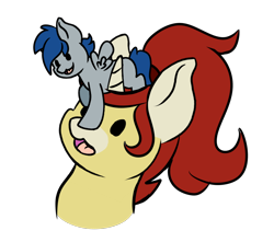 Size: 1392x1228 | Tagged: safe, artist:noxi1_48, oc, oc:treble pen, pegasus, pony, unicorn, daily dose of friends, duo, micro, open mouth, open smile, simple background, smiling, transparent background