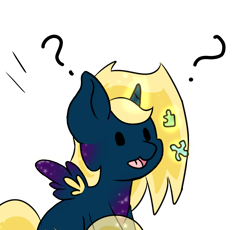 Size: 1771x1627 | Tagged: safe, artist:noxi1_48, oc, oc:alpha omega, alicorn, pony, daily dose of friends, alicorn oc, horn, question mark, simple background, solo, transparent background, wings