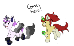 Size: 4000x2500 | Tagged: safe, artist:noxi1_48, oc, oc only, pony, unicorn, daily dose of friends, chase, duo, open mouth, open smile, poké ball, pokémon, running, simple background, smiling, transparent background