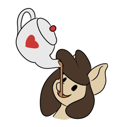 Size: 1488x1600 | Tagged: safe, artist:noxi1_48, oc, oc only, oc:louvely, pony, daily dose of friends, bust, drink, drinking, simple background, solo, teapot, transparent background