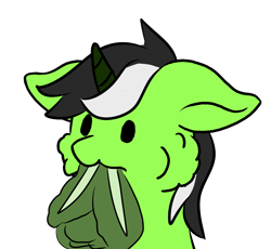 Size: 1858x1712 | Tagged: safe, artist:noxi1_48, oc, oc:onyx stell, pony, unicorn, daily dose of friends, bust, eating, floppy ears, food, herbivore, lettuce, simple background, solo, transparent background