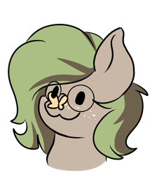 Size: 1047x1221 | Tagged: safe, artist:noxi1_48, oc, oc only, butterfly, pony, daily dose of friends, bust, butterfly on nose, freckles, glasses, insect on nose, layering error, simple background, solo, transparent background