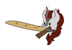 Size: 2368x1636 | Tagged: safe, artist:noxi1_48, oc, oc only, oc:holy sword, kirin, daily dose of friends, bread, bust, dog lip, food, mouth hold, simple background, solo, sword, transparent background, weapon