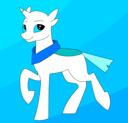 Size: 674x646 | Tagged: safe, artist:fsnyion, oc, oc only, oc:nyion, changedling, changeling, bandana, changedling oc, changeling oc, solo, white changeling