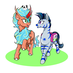 Size: 1413x1396 | Tagged: safe, artist:thurder2020, oc, oc only, kirin, pony, zebra, simple background, white background