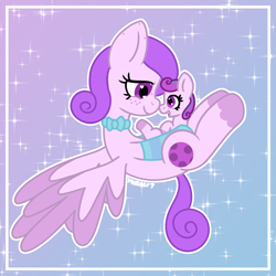 Size: 1977x1977 | Tagged: safe, artist:yoshter7, oc, oc only, oc:llena lightshine, oc:luna lightshine, pegasus, pony, abstract background, big ears, blue mane, clothes, colored, colored wings, daughter, female, filly, foal, frame, gradient background, heart, heart eyes, love, lunar tails, mare, mother, mother and child, mother and daughter, motherly, outline, pegasus oc, purple eyes, purple mane, purple pony, signature, sparkles, spread wings, stockings, thigh highs, two toned mane, two toned wings, white outline, wingding eyes, wings
