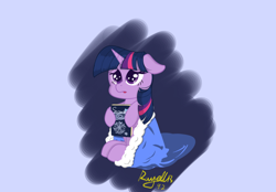 Size: 2360x1640 | Tagged: safe, artist:rayelli, twilight sparkle, pony, unicorn, g4, book, cute, female, filly, filly twilight sparkle, floppy ears, simple background, sitting, solo, twiabetes, unicorn twilight, younger