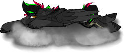 Size: 2938x1262 | Tagged: safe, artist:chvrchgrim, oc, oc only, oc:krypt, pegasus, pony, annoyed, blaze (coat marking), clothes, cloud, coat markings, colored sketch, colored wings, facial markings, folded wings, hooves, lying down, male, multicolored hair, narrowed eyes, on a cloud, pegasus oc, prone, simple background, sketch, socks, solo, sploot, spots, stallion, stormcloud, stubble, transparent background, two toned wings, wings