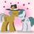 Size: 1400x1400 | Tagged: safe, artist:mlplary6, cloudy quartz, igneous rock pie, earth pony, pony, g4, eyes closed, female, hat, heart, husband and wife, love, male, mare, ship:quartzrock, shipping, smiling, stallion, straight