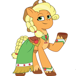 Size: 1800x1800 | Tagged: safe, artist:prixy05, applejack, earth pony, pony, g4, g5, my little pony: tell your tale, clothes, cute, dress, g4 to g5, gala dress, generation leap, grand galloping gala, jackabetes, simple background, solo, transparent background, vector